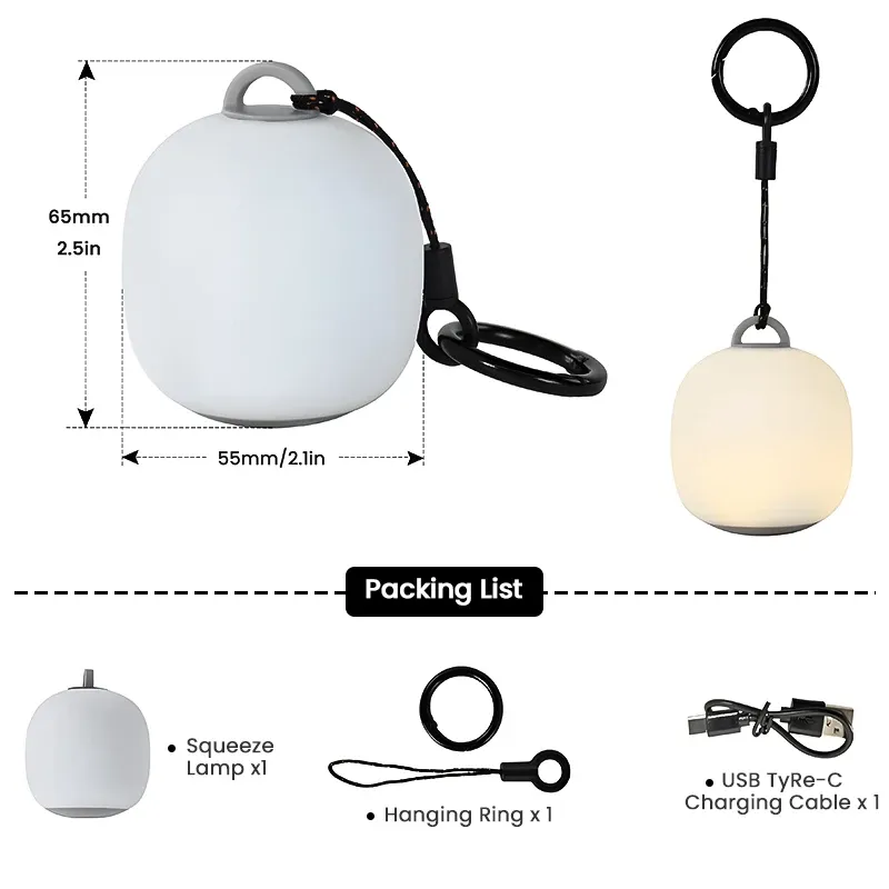 Lanterne de camping LED rechargeable WESTTUNE, légère, idéale pour l'escalade et la randonnée, lampe en silicone à intensité variable pour l'extérieur, ambiance confortable 7