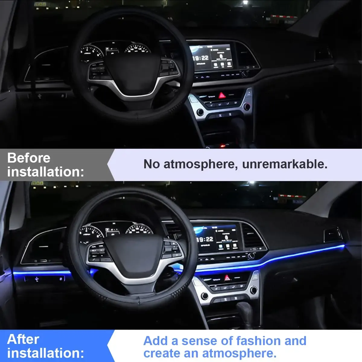 Effet lumineux ambiant à l'intérieur de la voiture