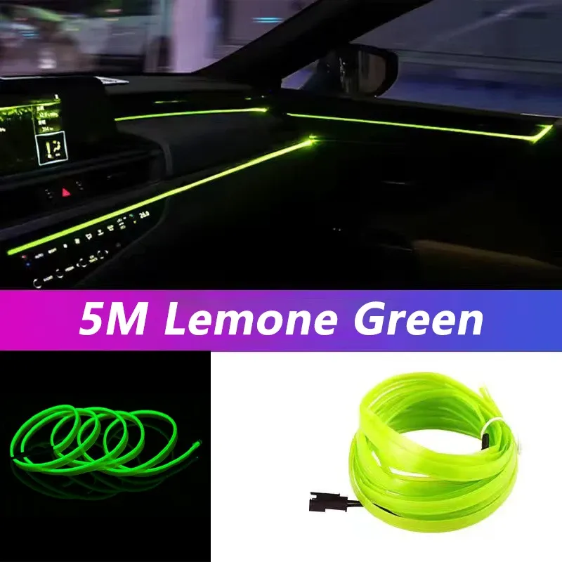 Bande lumineuse LED néon pour habitacle de voiture, 5 m, câblage EL, lampe décorative flexible pour bricolage automobile, éclairage d'ambiance USB 16