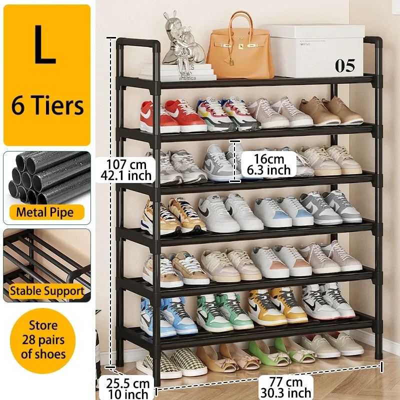 Étagère à chaussures en métal multiniveaux, grande capacité, pour entrée, placard, garage ou salon 14