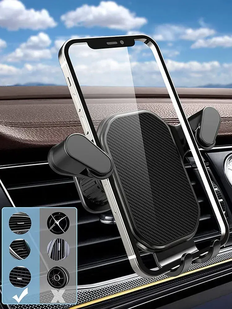 Support de téléphone pour voiture à clip de ventilation, à gravité, compatible iPhone 12 à 15 et Xiaomi 5
