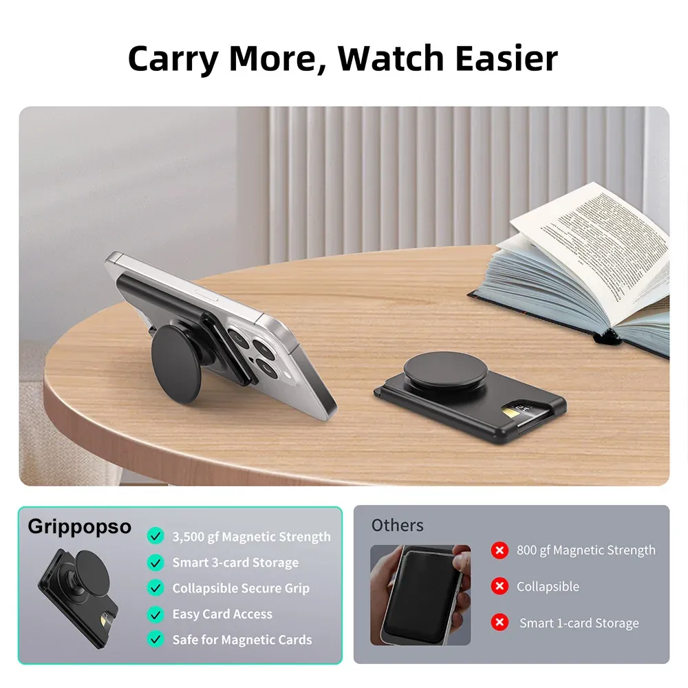 Porte-cartes magnétique pour téléphone, en situation