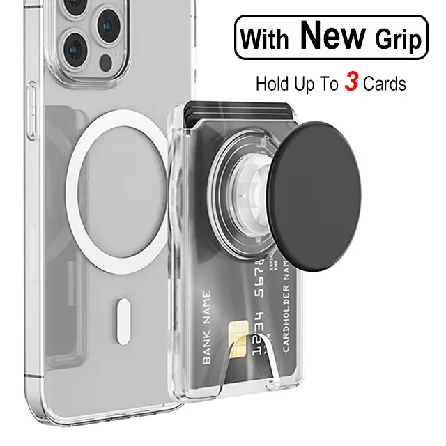 Portefeuille magnétique universel avec poignée extensible pour téléphone, porte-cartes solide compatible iPhone et Samsung 19