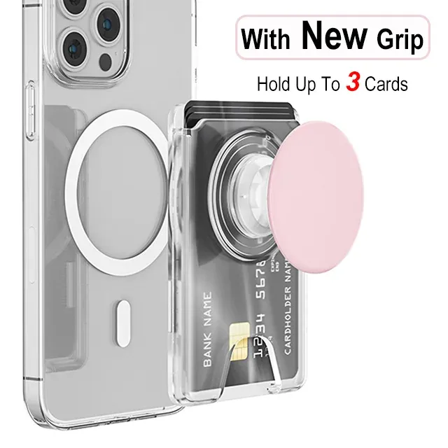 Portefeuille magnétique universel avec poignée extensible pour téléphone, porte-cartes solide compatible iPhone et Samsung 18
