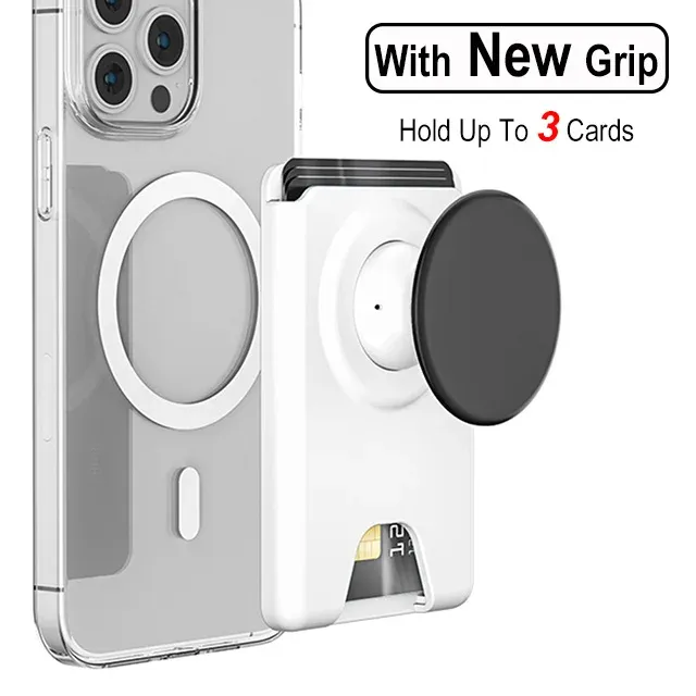 Portefeuille magnétique universel avec poignée extensible pour téléphone, porte-cartes solide compatible iPhone et Samsung 16