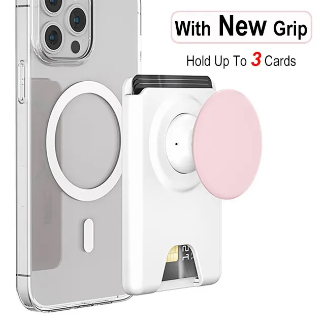 Portefeuille magnétique universel avec poignée extensible pour téléphone, porte-cartes solide compatible iPhone et Samsung 13