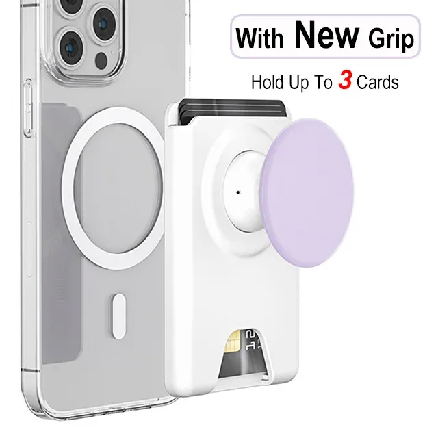 Portefeuille magnétique universel avec poignée extensible pour téléphone, porte-cartes solide compatible iPhone et Samsung 14