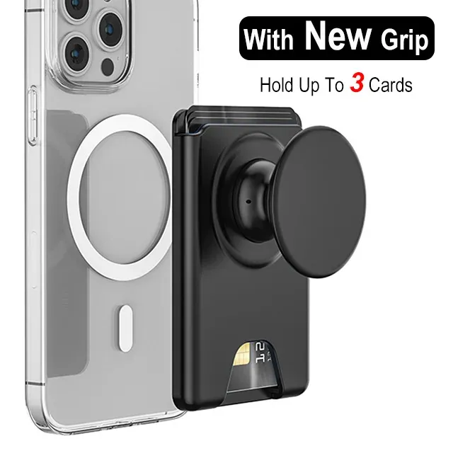 Portefeuille magnétique universel avec poignée extensible pour téléphone, porte-cartes solide compatible iPhone et Samsung 12