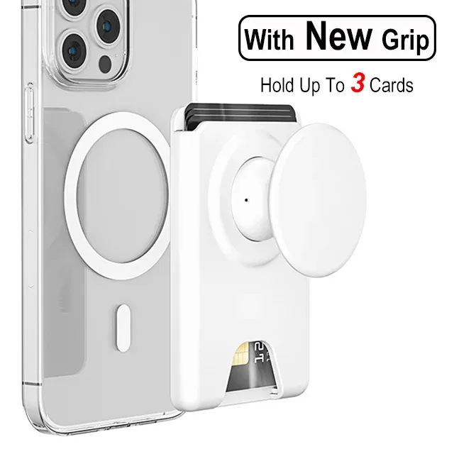 Portefeuille magnétique universel avec poignée extensible pour téléphone, porte-cartes solide compatible iPhone et Samsung 9
