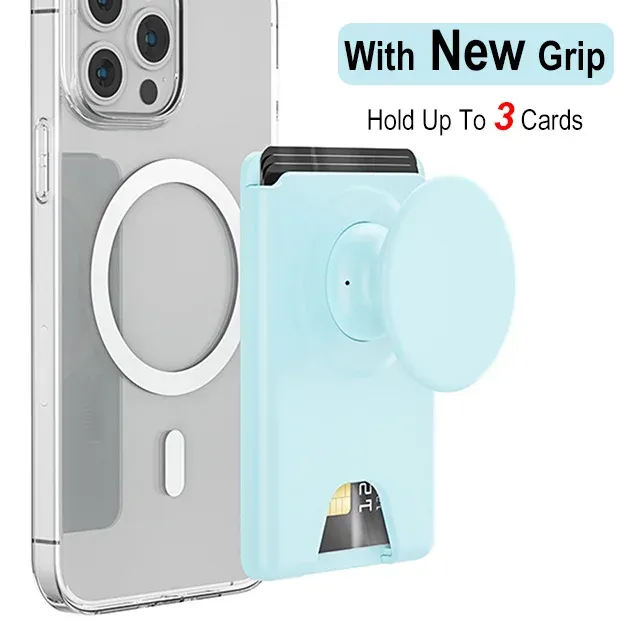 Portefeuille magnétique universel avec poignée extensible pour téléphone, porte-cartes solide compatible iPhone et Samsung 10