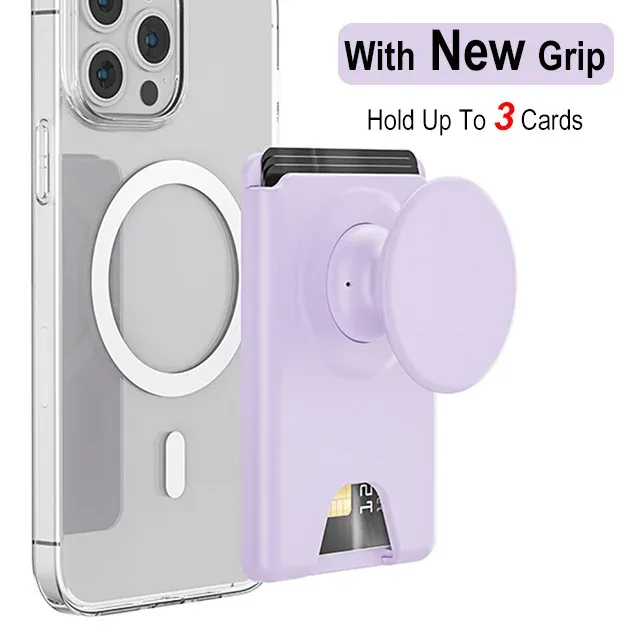 Portefeuille magnétique universel avec poignée extensible pour téléphone, porte-cartes solide compatible iPhone et Samsung 8