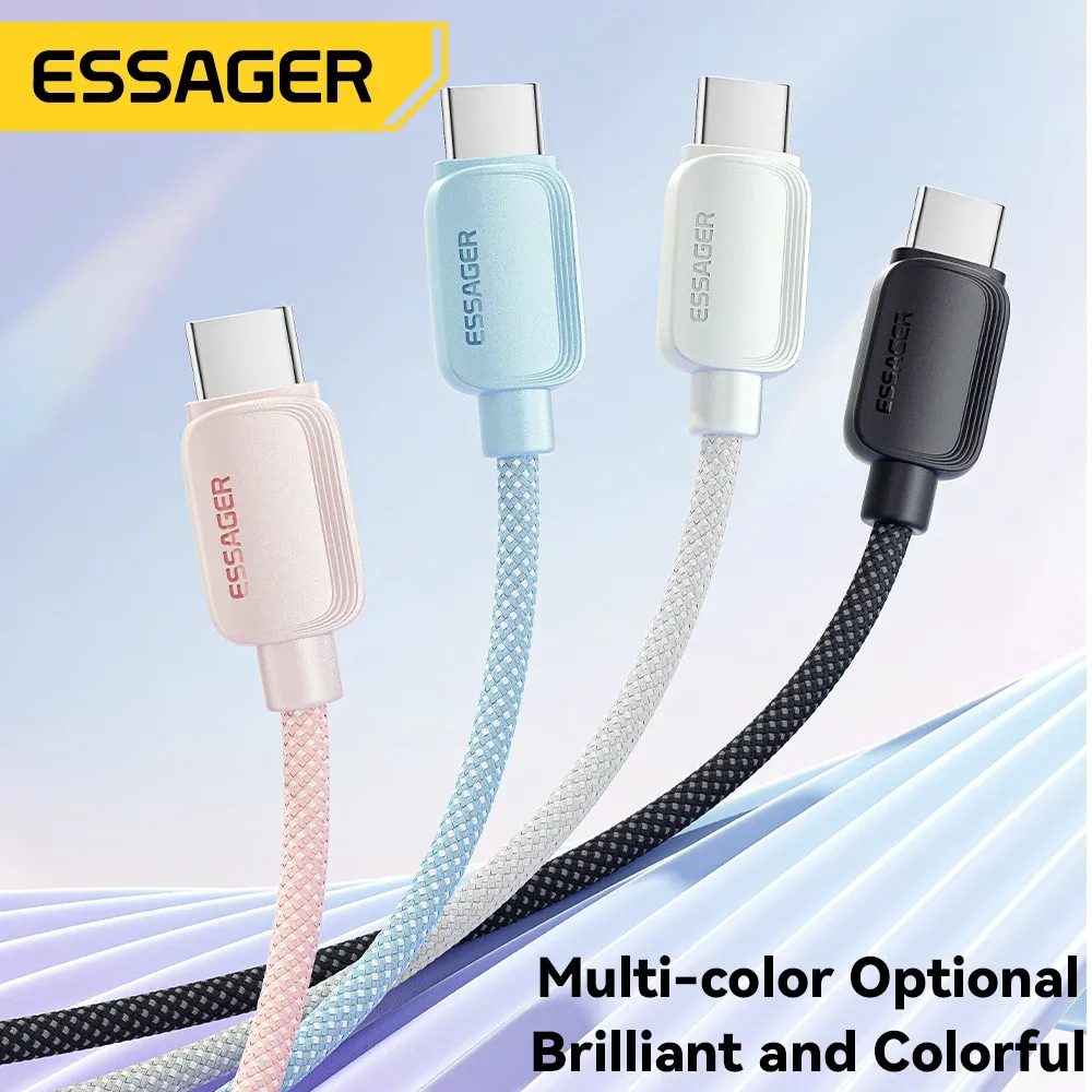 Câble USB-C vers USB-C Essager 5A PD 100W, charge rapide, câble de données pour MacBook Pro, Samsung, Xiaomi, Huawei, longueur 3 m 4
