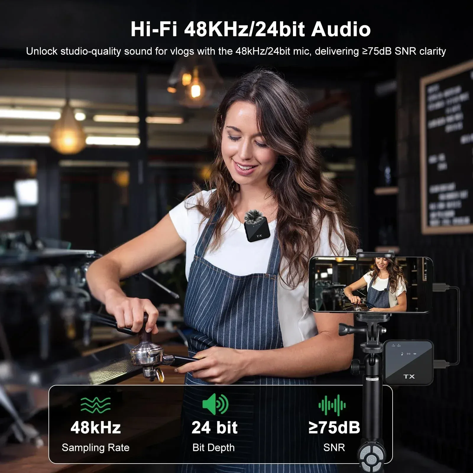 Le title is already in French, so I'll produce a cleaner, professional French version.

Microphone-cravate sans fil 3 en 1 pour appareil photo, Android et iPhone, idéal pour l'enregistrement vidéo, le podcast et la réduction du bruit 3