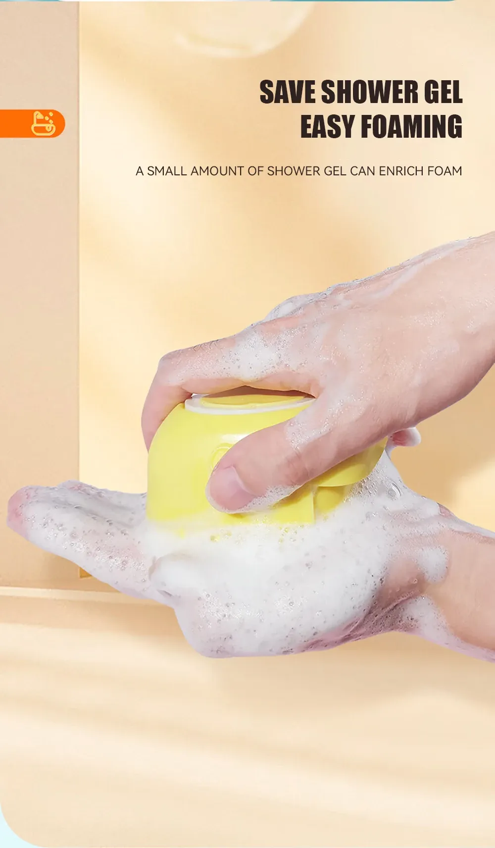 Brosse de bain en silicone en situation d'usage