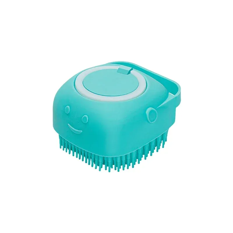Brosse de bain en silicone souple pour animaux de compagnie, avec distributeur de shampoing, poils en caoutchouc massants, outil de toilettage pour chiens et chats 13