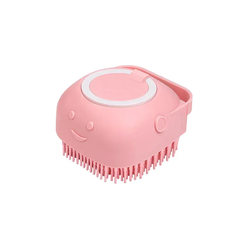 Brosse de bain en silicone souple pour animaux de compagnie, avec distributeur de shampoing, poils en caoutchouc massants, outil de toilettage pour chiens et chats 15