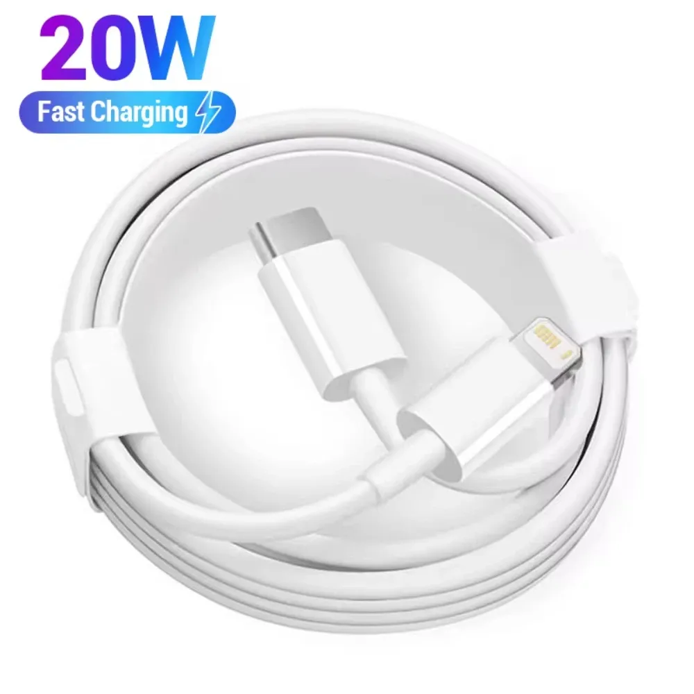 Câble de charge rapide USB-C vers Lightning 20 W pour iPhone 14, 13, 12, 11, X, XR et iPad, avec transfert de données