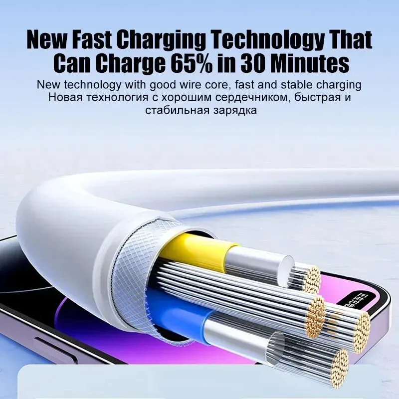 Câble de charge rapide USB-C vers Lightning 20 W pour iPhone 14, 13, 12, 11, X, XR et iPad, avec transfert de données 3