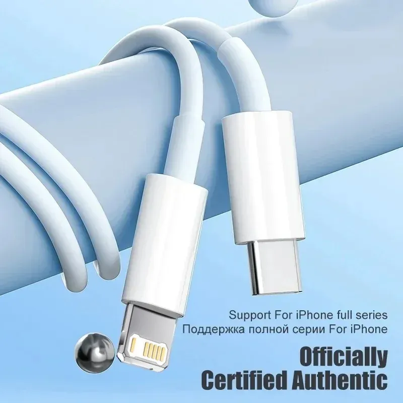 Câble de charge rapide USB-C vers Lightning 20 W pour iPhone 14, 13, 12, 11, X, XR et iPad, avec transfert de données 2