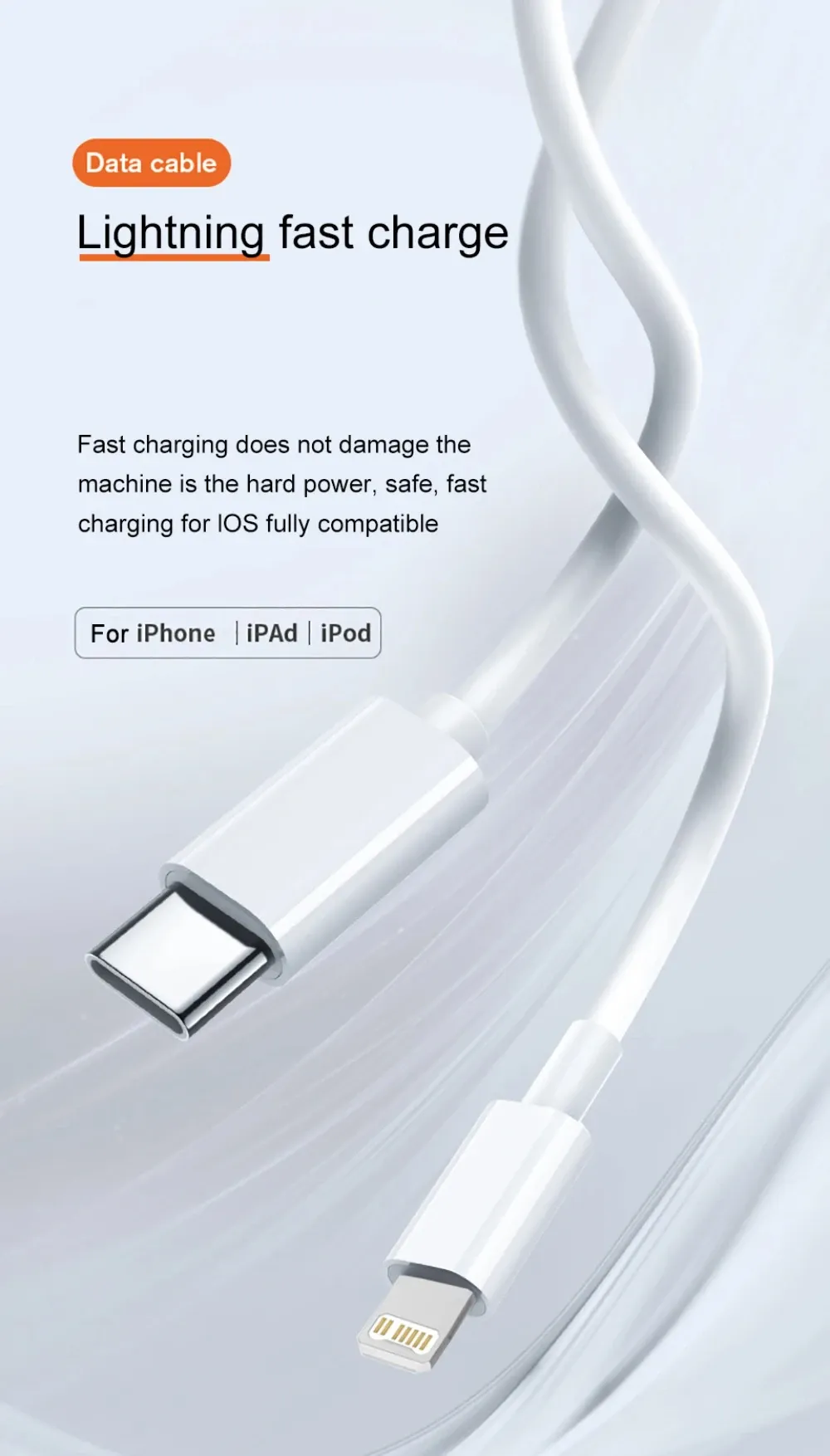 Câble de charge rapide USB-C vers Lightning 20W