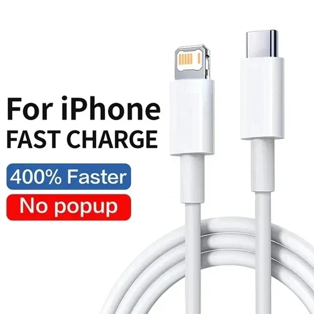 Câble de charge rapide USB-C vers Lightning 20 W pour iPhone 14, 13, 12, 11, X, XR et iPad, avec transfert de données 8