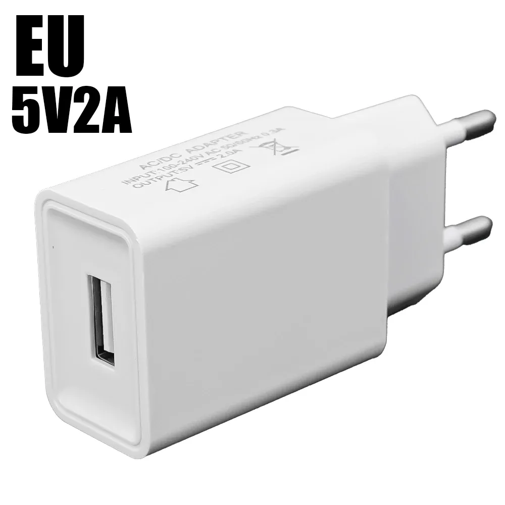 Chargeur USB 5 V 2 A de voyage universel pour téléphone portable, compatible iPhone, Samsung, Xiaomi, Redmi et LG, prise murale EU/US 10