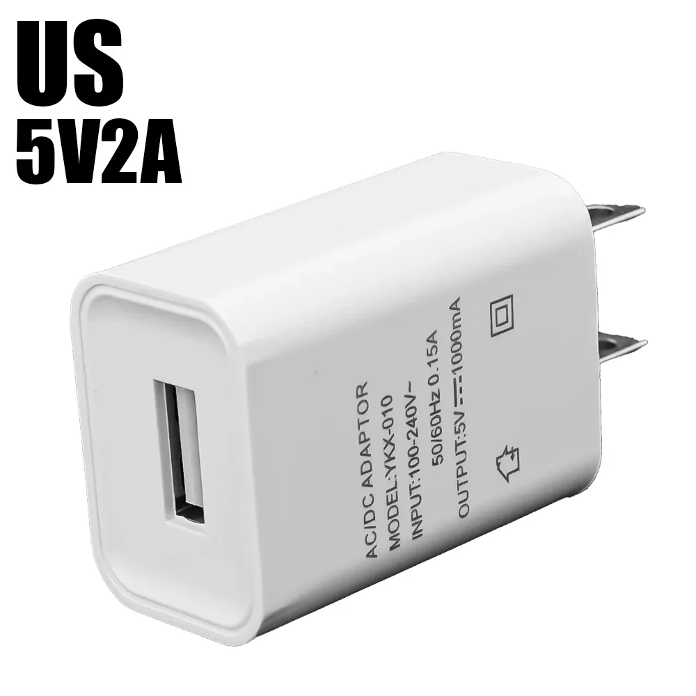Chargeur USB 5 V 2 A de voyage universel pour téléphone portable, compatible iPhone, Samsung, Xiaomi, Redmi et LG, prise murale EU/US 7