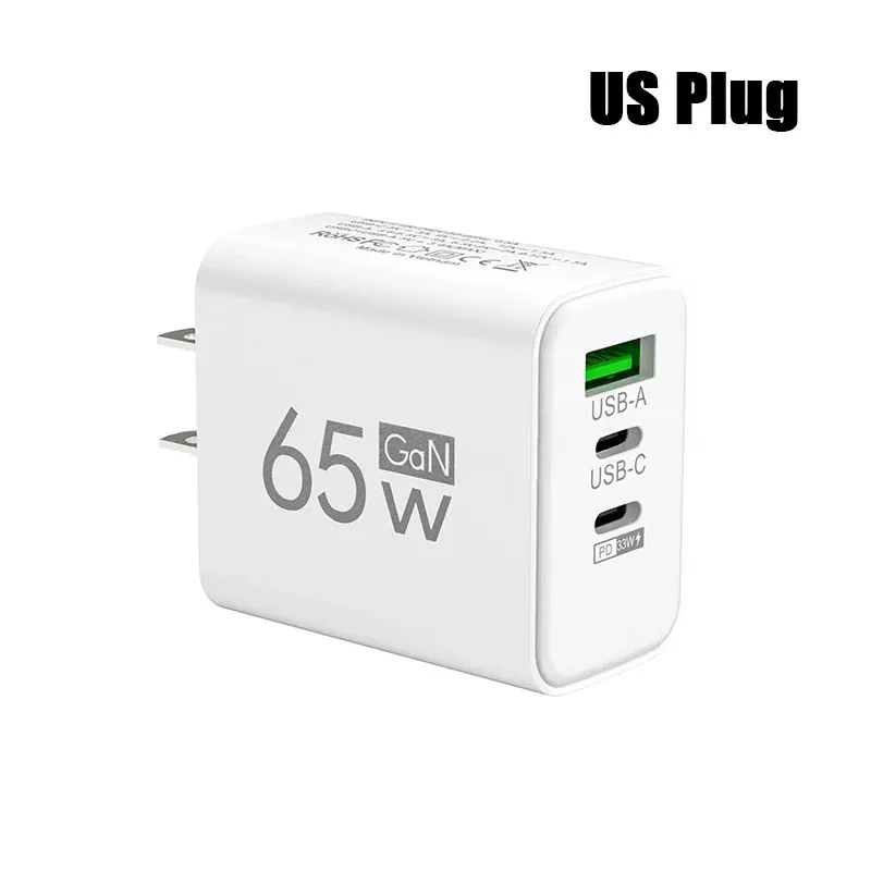 Chargeur mural GaN USB-C à charge rapide 65 W, Power Delivery 3.0, compatible iPhone 15, Xiaomi, Huawei et Samsung – Prises EU, KR, US 11