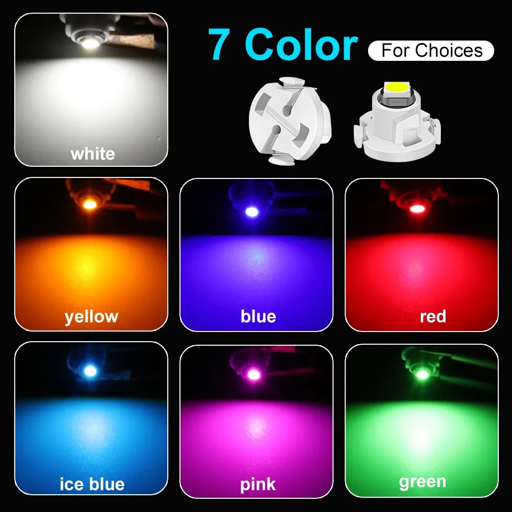 10x Ampoules LED T5 T3 T4.2 T4.7 pour voiture, éclairage intérieur et tableau de bord, 12 V 3