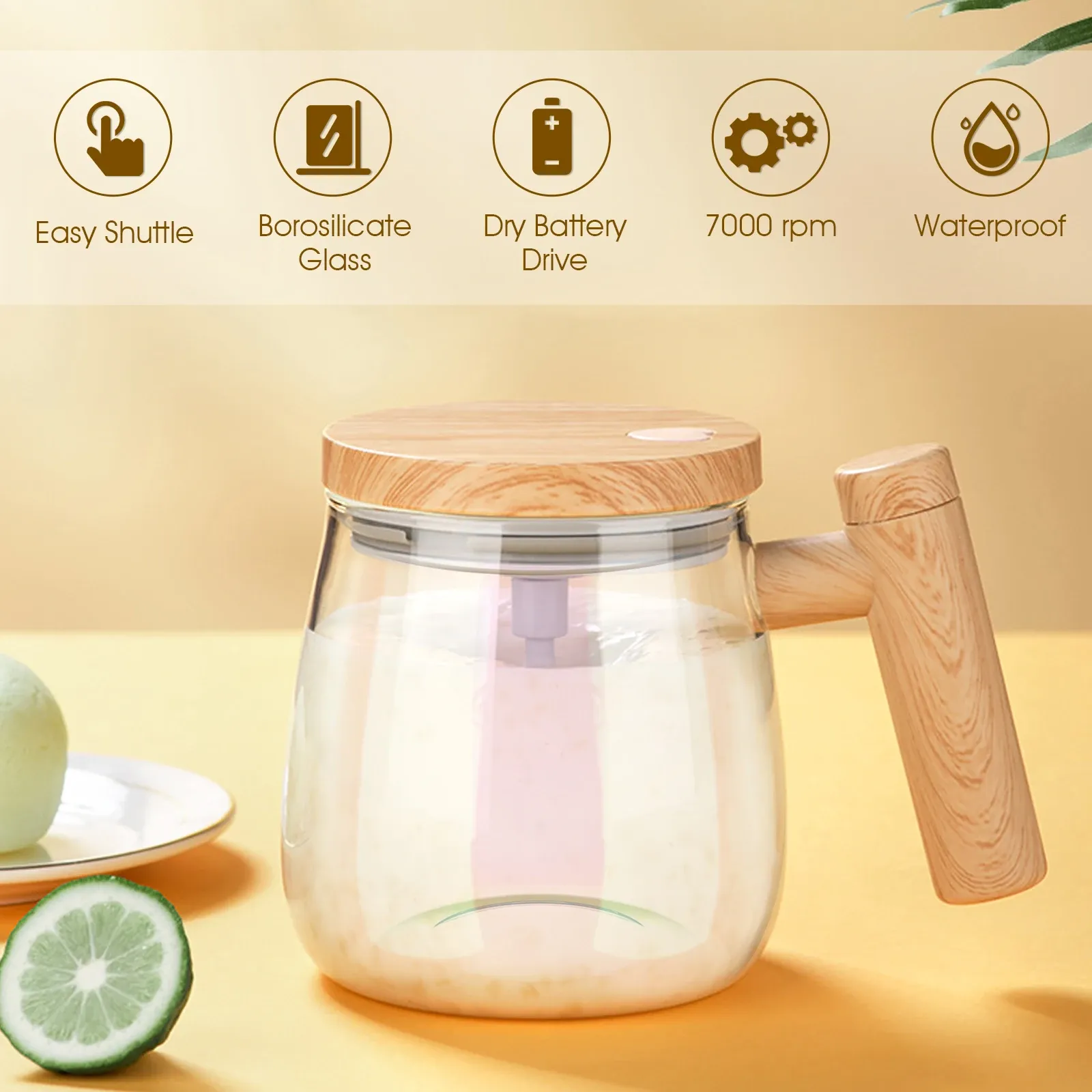 Shaker électrique automatique 400 ml, 7 000 tr/min, étanche, pour café, lait et protéines