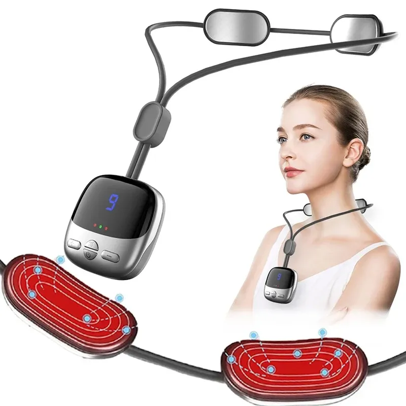 Masseur cervical intelligent portable à suspendre, avec fonction EMS et compresse chaude