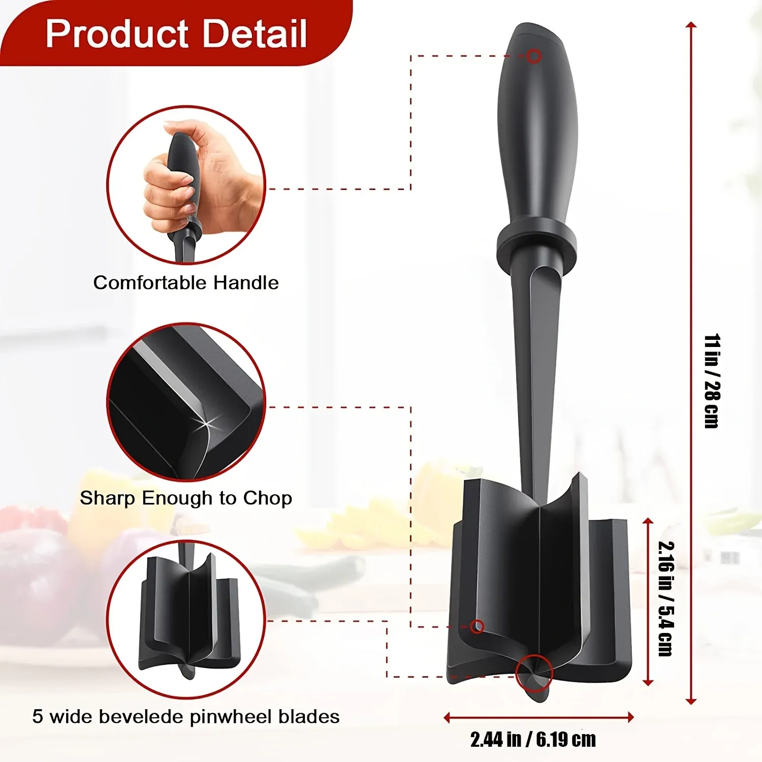 Hachoir à viande, hachoir à hamburger premium résistant à la chaleur, pour steaks hachés, bœuf haché, dinde hachée, 1 pièce 3