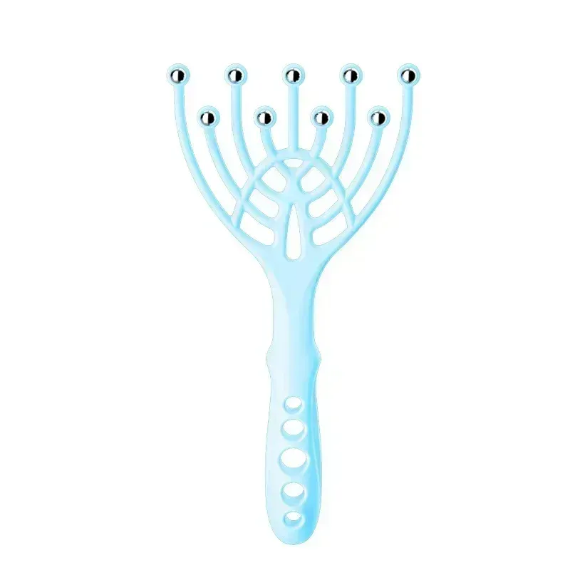 Masseur de cuir chevelu, peigne à cinq doigts, 9 griffes, boule en acier, relaxation manuelle, spa, soin capillaire anti-stress, 1 pièce 8