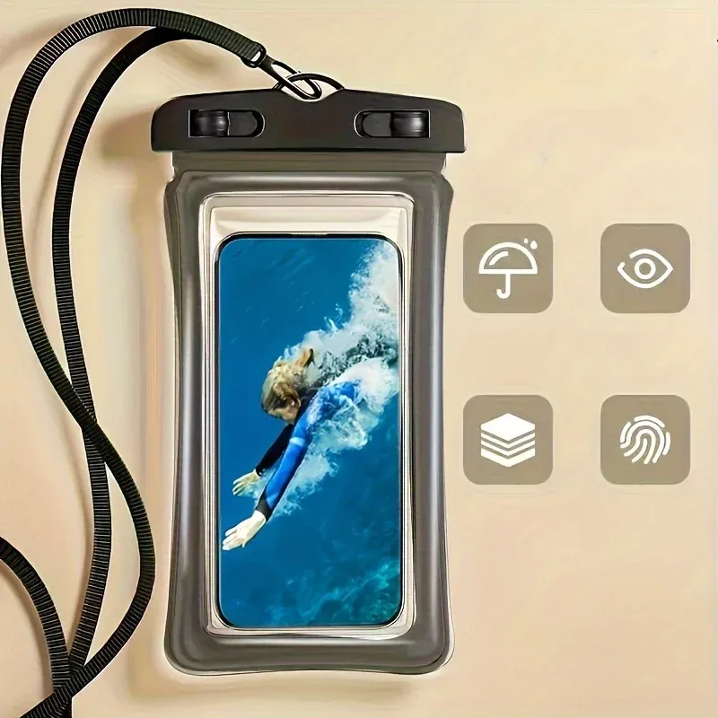 Pochette étanche transparente pour smartphone 8 pouces avec tour de cou pour la plage 2