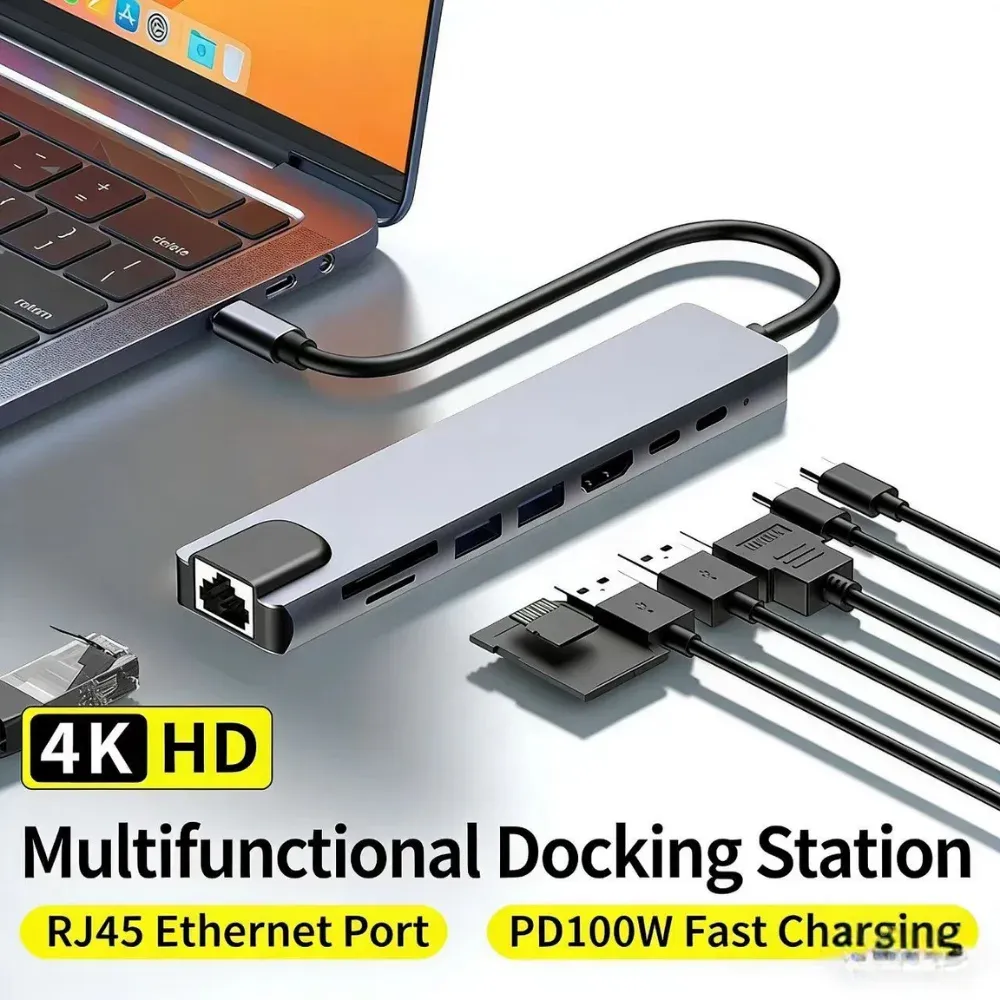 Hub USB-C Thunderbolt 3 avec RJ45 et HDMI, station d'accueil multiport pour MacBook Air M1 et iPad Pro