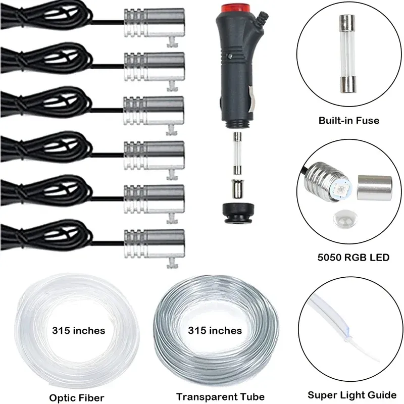 Bande lumineuse LED néon RVB pour habitacle de voiture, 12 V, avec contrôle par application 4