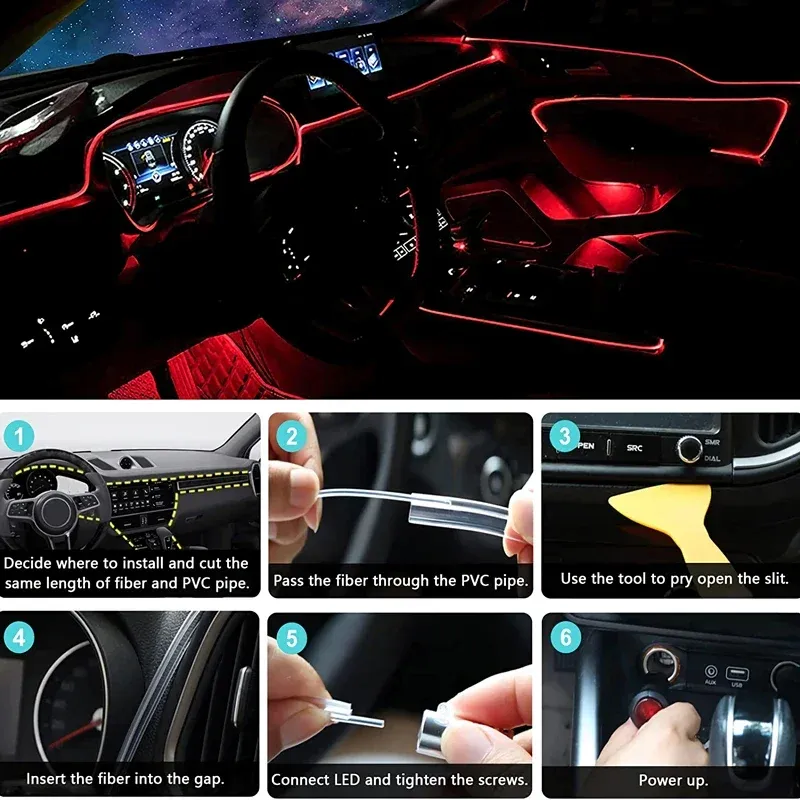 Bande lumineuse LED néon RVB pour intérieur de voiture