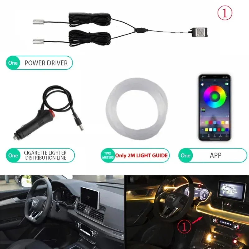 Bande lumineuse LED néon RVB pour habitacle de voiture, 12 V, avec contrôle par application 10