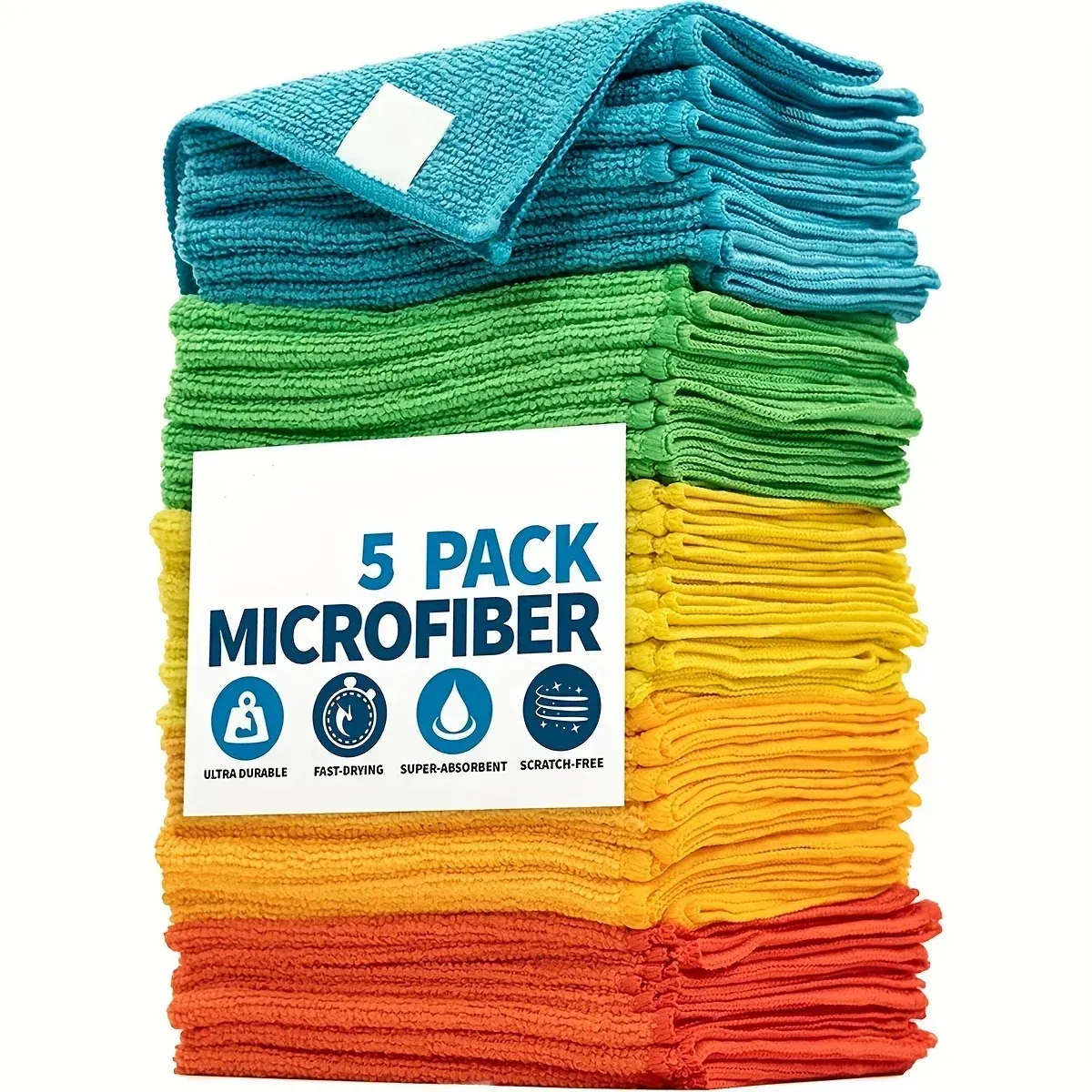 Lot de chiffons de nettoyage en microfibre présentés ensemble