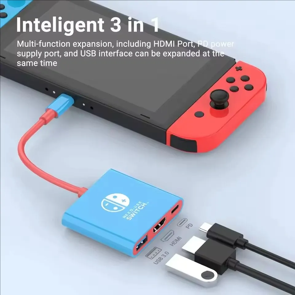 Station d'accueil 4K HDMI avec ports USB 3.0 et USB-C pour Nintendo Switch, ordinateurs portables, PC, iPad et MacBook 3