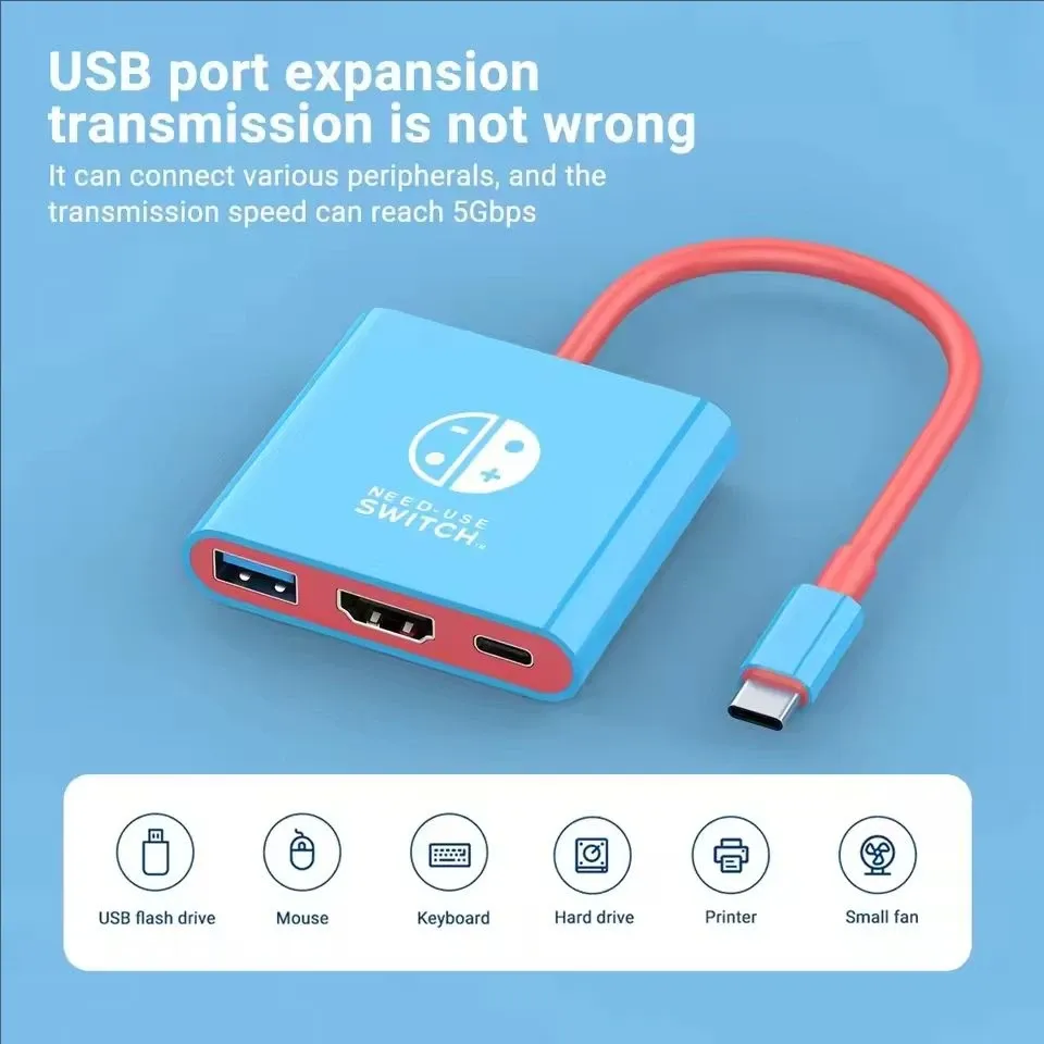 Station d'accueil 4K HDMI avec ports USB 3.0 et USB-C pour Nintendo Switch, ordinateurs portables, PC, iPad et MacBook 5