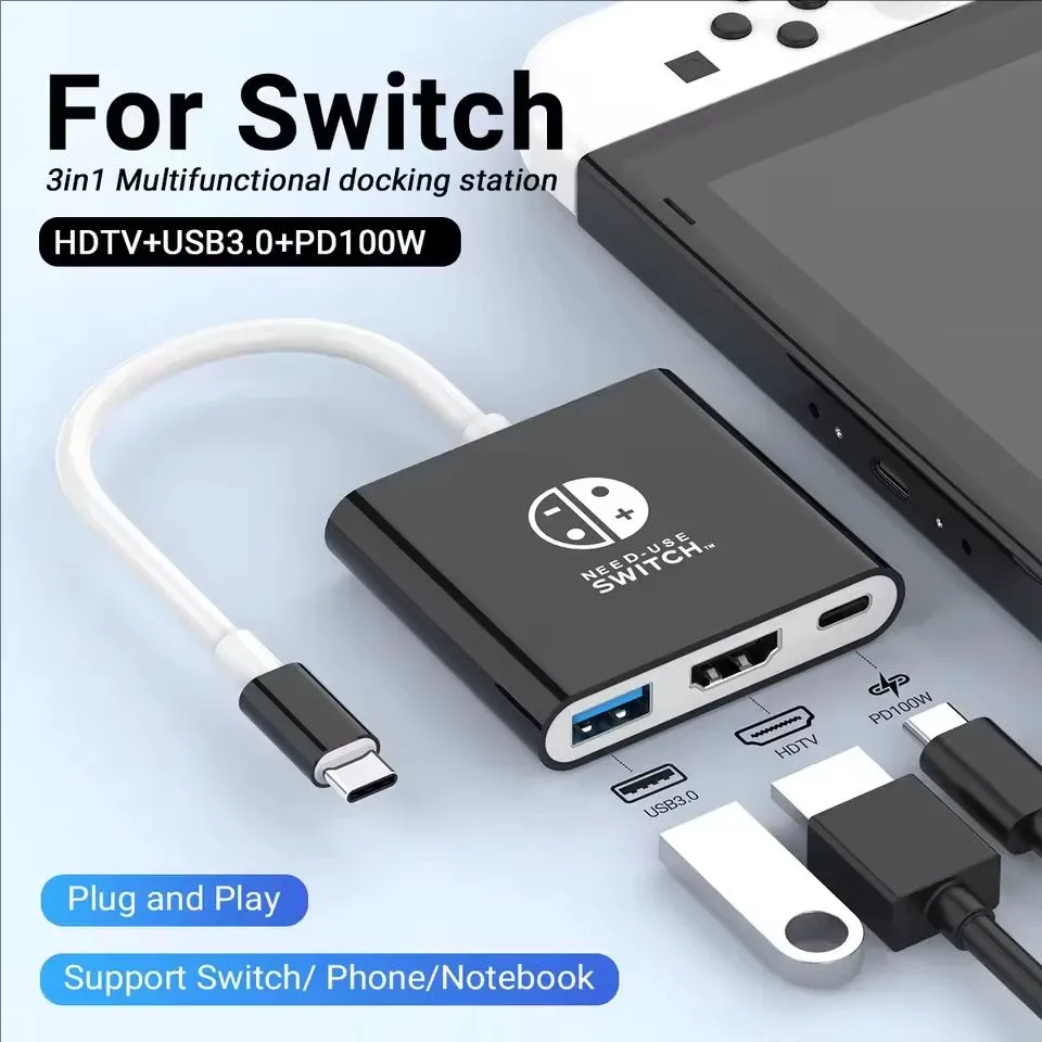 Station d'accueil 4K HDMI avec ports USB 3.0 et USB-C pour Nintendo Switch, ordinateurs portables, PC, iPad et MacBook 9