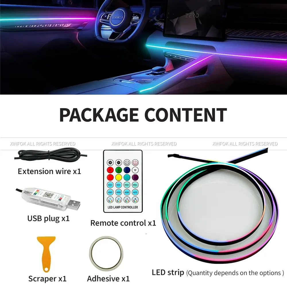 Bandes lumineuses LED installées sur le pourtour de la portière