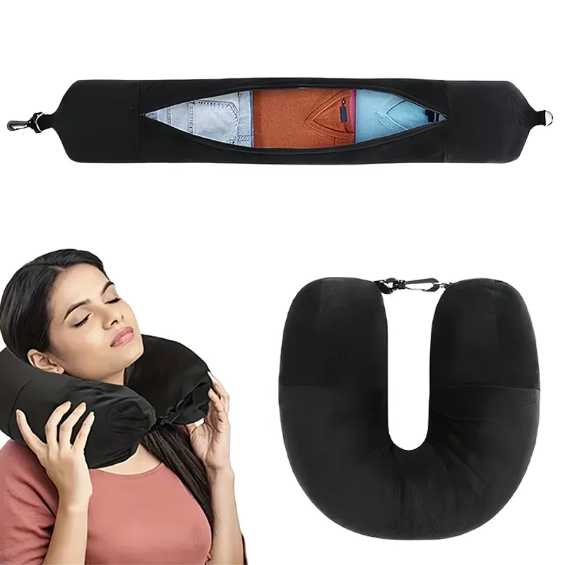 Coussin de voyage en U remplissable