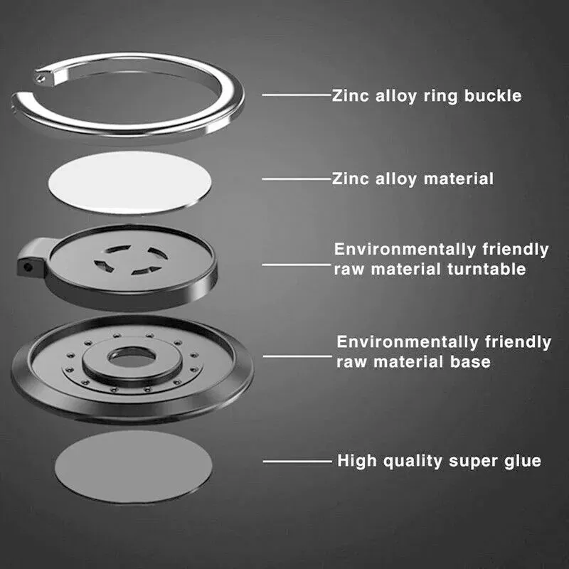Support de bague rotatif à 360° pour téléphone portable, support magnétique pour voiture, autocollant universel au dos 6