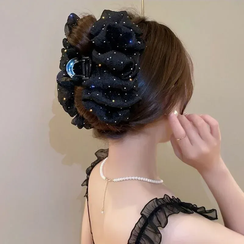 Pince à cheveux à nœud en maille pour femme, ornement élégant de style coréen 6