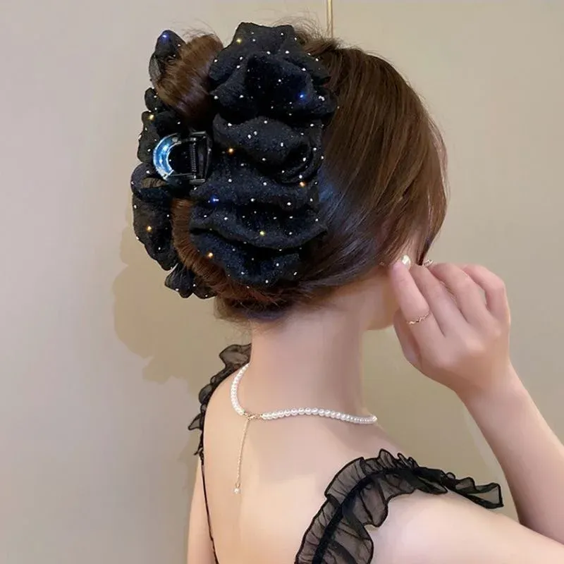 Pince à cheveux nœud en maille, style coiffure