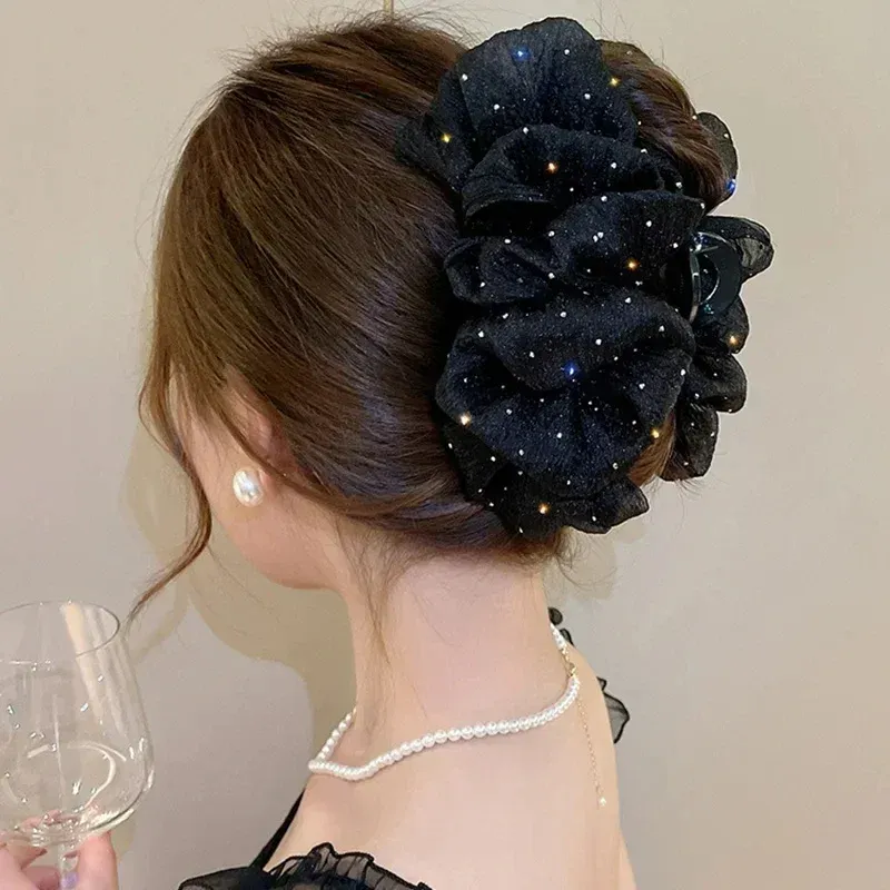 Pince à cheveux à nœud en maille pour femme, ornement élégant de style coréen 8