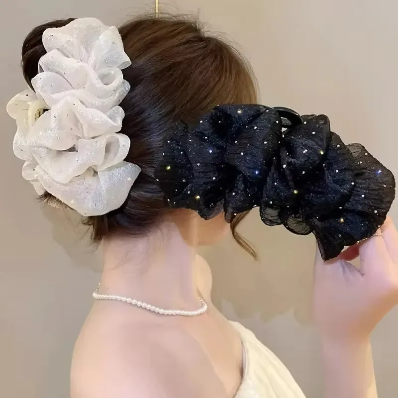 Pince à cheveux à nœud en maille pour femme, ornement élégant de style coréen 9