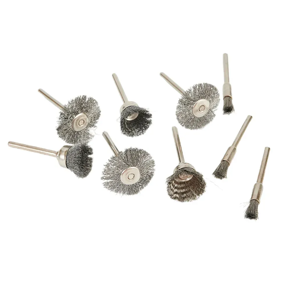 Jeu de 9 brosses métalliques en acier pour outil rotatif Dremel 3